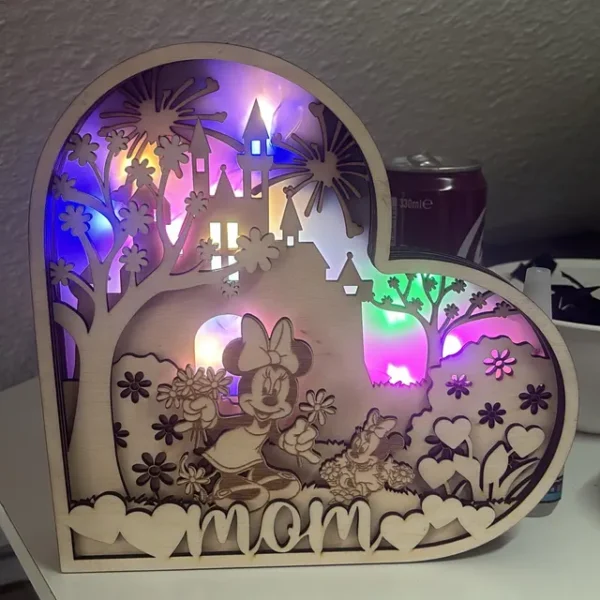 Multilayer Mom Magical Kingdom 3D Laser Cut SVG , Mom Mouse Cartoon Layer Art Piece for Glowforge