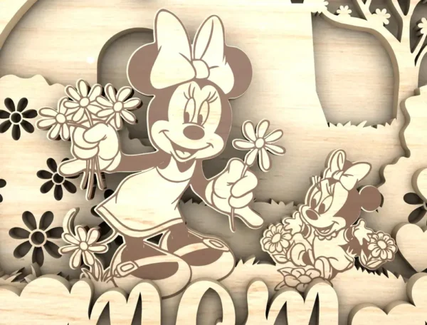 Multilayer Mom Magical Kingdom 3D Laser Cut SVG , Mom Mouse Cartoon Layer Art Piece for Glowforge - Image 5