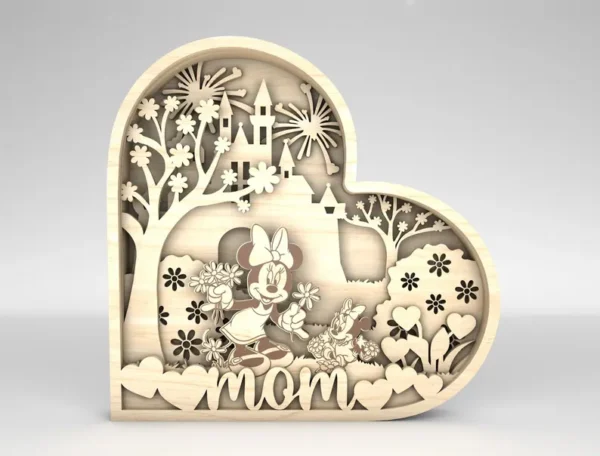 Multilayer Mom Magical Kingdom 3D Laser Cut SVG , Mom Mouse Cartoon Layer Art Piece for Glowforge - Image 2