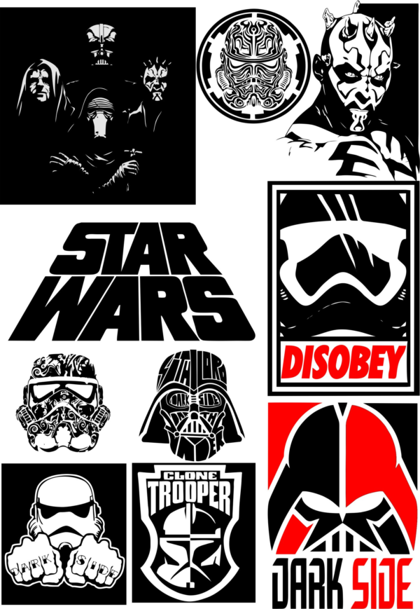 100 Star  wars Laser Cut files dxf,cdr,ai,dwg - Image 64