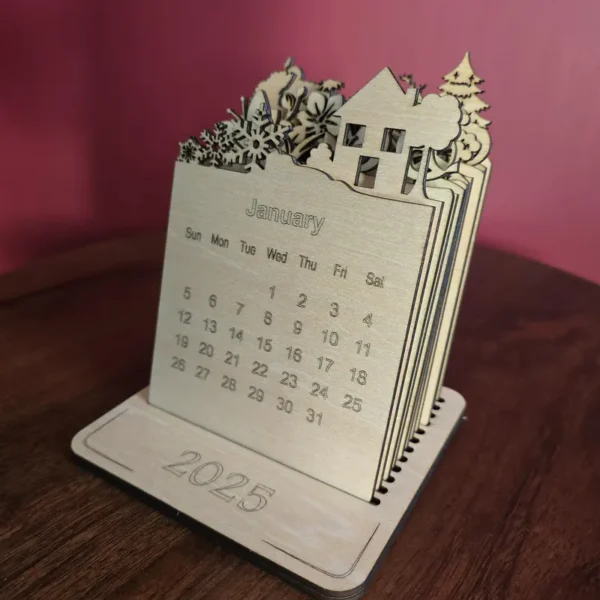 Layered calendar 2025 with stand bundle, 3D calendar laser cut, 3mm 1.175mm 1/8 desk calendar, svg, cdr, gift new year, Christmas, ai, dxf,