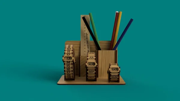 Pen Holder With Calendar, Eternal Calendar, Reels Calendar, Calendar Table Decor, Calendar Laser Cut File- svg+dxf+cdr+eps+pdf+ai - Image 5