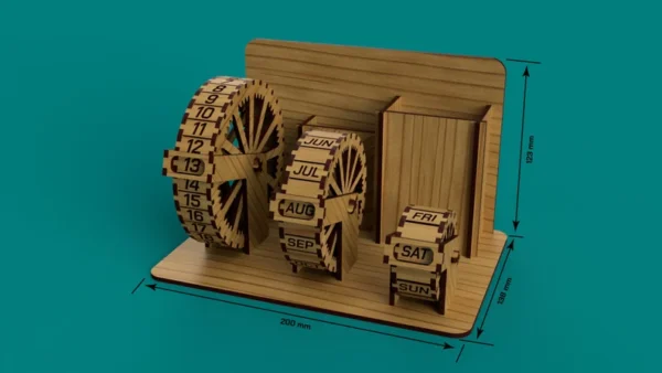 Pen Holder With Calendar, Eternal Calendar, Reels Calendar, Calendar Table Decor, Calendar Laser Cut File- svg+dxf+cdr+eps+pdf+ai - Image 2